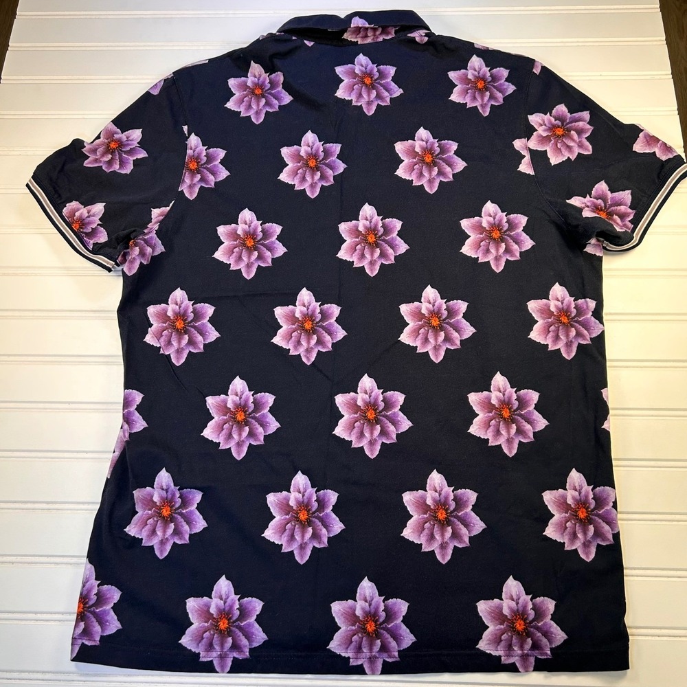 Ted Baker Nelso Floral Polo Shirt Mens 4 (US Large) Navy Purple MMB NELSO TC9M - Picture 13 of 13